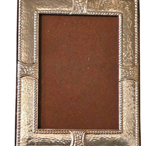 Vintage Picture Frame Made In Italy Silver-Tone Hammered Metal Ornate 5x7" - Picture 1 of 8